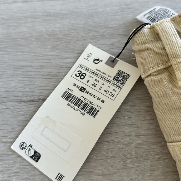 Zara Z1975 High Rise Straight Jeans Sand 4 NWT - Picture 9 of 11